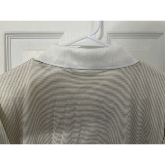 Marbas Men’s XL 100% Marcerized Cotton Short Sleeve White Strip Polo Shirt - Picture 4 of 8